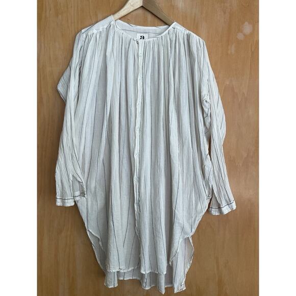 AISH for Anthropologie Oversized Striped Cotton Gauze Tunic Cover Up OS - Picture 1 of 5